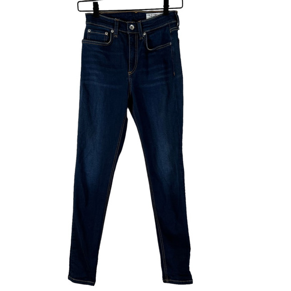 rag & bone Nina High Rise Ankle Skinny Jeans Dark Wash Blue Stretch Denim Sz 25 - Picture 2 of 11